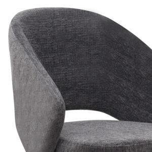 Πολυθρόνα τραπεζαρίας Milano Megapap περιστρεφόμενη χρώμα ανθρακί ύφασμα - μεταλλικό μαύρο πόδι 64x64x83εκ.