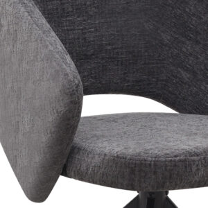 Πολυθρόνα τραπεζαρίας Milano Megapap περιστρεφόμενη χρώμα ανθρακί ύφασμα - μεταλλικό μαύρο πόδι 64x64x83εκ.