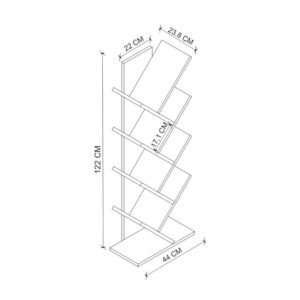 Βιβλιοθήκη Milton Megapap χρώμα ανθρακί 44x22x121εκ.