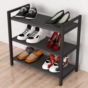 Παπουτσοθήκη Navari Megapap 9 ζευγών μεταλλική - μελαμίνης χρώμα μαύρο - ανθρακί 66x36x70εκ.