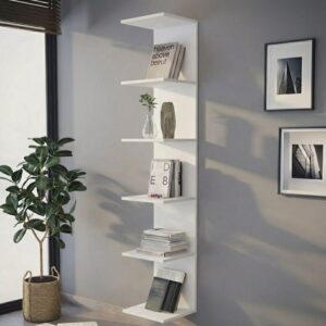 Βιβλιοθήκη - Ραφιέρα τοίχου Ogden Megapap χρώμα λευκό 34,5x30x180εκ.