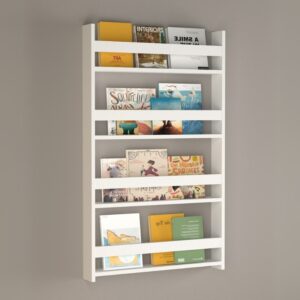 Επιτοίχια βιβλιοθήκη - ραφιέρα Montessori Megapap χρώμα λευκό 74x10x120εκ.