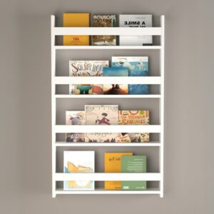 Επιτοίχια βιβλιοθήκη - ραφιέρα Montessori Megapap χρώμα λευκό 74x10x120εκ.
