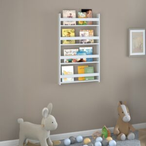 Επιτοίχια βιβλιοθήκη - ραφιέρα Montessori Megapap χρώμα λευκό 74x10x120εκ.