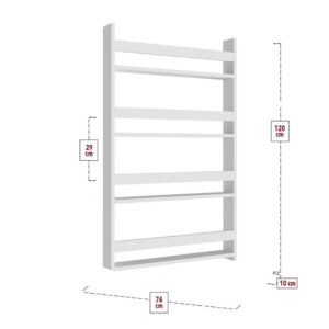 Επιτοίχια βιβλιοθήκη - ραφιέρα Montessori Megapap χρώμα λευκό 74x10x120εκ.