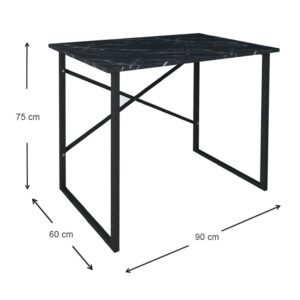 Γραφείο εργασίας Rilke Megapap χρώμα μαύρο εφέ μαρμάρου 90x60x75εκ.
