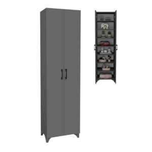 Ντουλάπα - Παπουτσοθήκη Lilly Megapap χρώμα ανθρακί 49x32x178εκ.