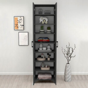 Ντουλάπα - Παπουτσοθήκη Lilly Megapap χρώμα ανθρακί 49x32x178εκ.