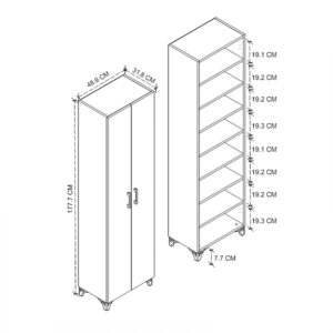 Ντουλάπα - Παπουτσοθήκη Lilly Megapap χρώμα ανθρακί 49x32x178εκ.
