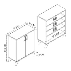 Ντουλάπι κουζίνας/μπάνιου - Παπουτσοθήκη Lilly Megapap χρώμα λευκό 72x32,5x88εκ.