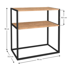 Κονσόλα Castel Megapap μεταλλική - μελαμίνης χρώμα μαύρο - pine oak 90x33,5x90εκ.