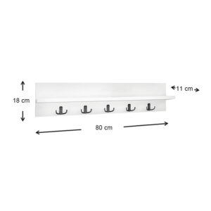 Κρεμάστρα τοίχου Kery Megapap χρώμα λευκό 80x11x18εκ.