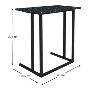 Τραπεζάκι βοηθητικό Jango Megapap μεταλλικό - μελαμίνης χρώμα μαύρο εφέ μαρμάρου 60x35,5x65,5εκ.