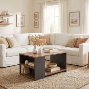 Τραπεζάκι σαλονιού Sylvia Megapap χρώμα pine oak - ανθρακί 90,2x59,2x48,1εκ.