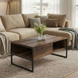 Τραπεζάκι σαλονιού Lawrence Megapap χρώμα καπνιστή καρυδιά 105x60x46εκ.