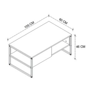 Τραπεζάκι σαλονιού Lawrence Megapap χρώμα ανθρακί 105x60x46εκ.