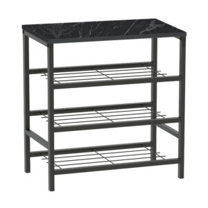 Παπουτσοθήκη Dalia Megapap 9 ζευγών μεταλλική - μελαμίνης χρώμα μαύρο εφέ μαρμάρου 65x30x67εκ.