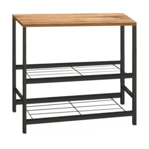 Τραπεζάκι βοηθητικό για φουρνάκι Mulligan Megapap μεταλλικό - μελαμίνης χρώμα μαύρο - pine oak 80x40x80εκ.