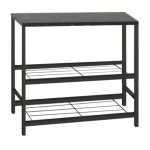 Τραπεζάκι βοηθητικό για φουρνάκι Mulligan Megapap μεταλλικό - μελαμίνης χρώμα μαύρο - εφέ μαρμάρου 80x40x80εκ.