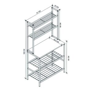 Έπιπλο κουζίνας Mulligan Megapap μεταλλικό - μελαμίνης χρώμα μαύρο - pine oak 81x40,5x160εκ.