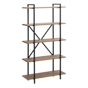 Βιβλιοθήκη Ernesto Megapap χρώμα μαύρο - καπνιστή καρυδιά 90x35,5x160εκ.