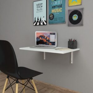 Τραπέζι κουζίνας - Γραφείο επιτοίχιο πτυσσόμενο Ravan Megapap χρώμα λευκό 72x45εκ.