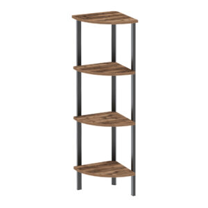 Βιβλιοθήκη γωνιακή Lela Megapap χρώμα μαύρο - καπνιστή καρυδιά 34x34x125εκ.