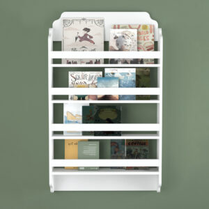 Επιτοίχια βιβλιοθήκη - ραφιέρα Montessori Megapap χρώμα λευκό 80x15x132εκ.