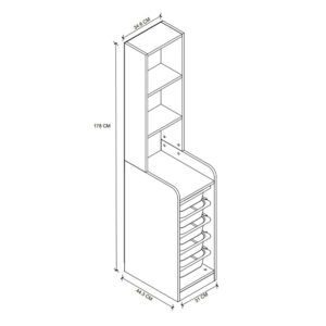 Έπιπλο κουζίνας - μπάνιου Utah Megapap με 5 συρτάρια χρώμα λευκό 34,6x44,3x178εκ.