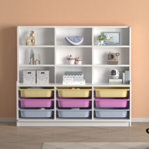 Βιβλιοθήκη Obia Megapap με 9 συρτάρια χρώμα λευκό 132,6x30x115εκ.