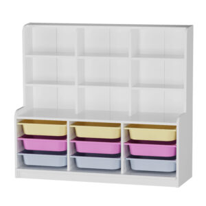 Βιβλιοθήκη Obia Megapap με 9 συρτάρια χρώμα λευκό 132,6x30x115εκ.