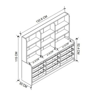 Βιβλιοθήκη Obia Megapap με 9 συρτάρια χρώμα λευκό 132,6x30x115εκ.