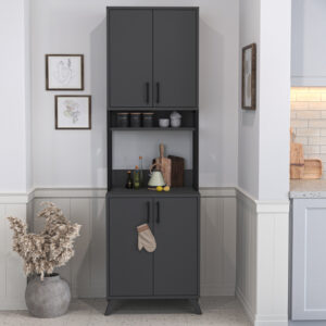 Έπιπλο κουζίνας Sedef Megapap χρώμα ανθρακί 61x40x202,1εκ.