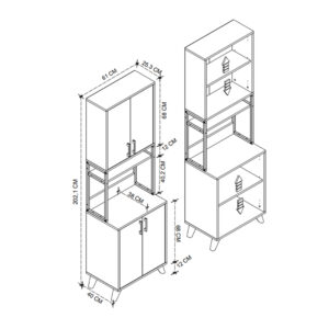 Έπιπλο κουζίνας Sedef Megapap χρώμα ανθρακί 61x40x202,1εκ.