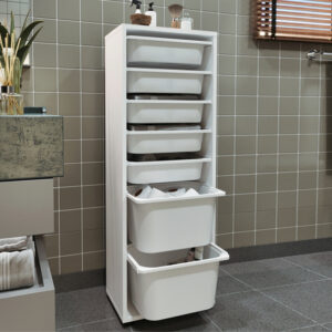 Συρταριέρα κουζίνας - μπάνιου Kayra Megapap με 7 συρτάρια χρώμα λευκό 45,4x30x125εκ.