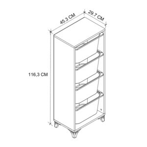 Συρταριέρα κουζίνας - μπάνιου Kayra I Megapap με 4 συρτάρια χρώμα λευκό 45,3x29,7x116,3εκ.