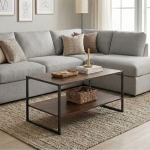 Τραπεζάκι σαλονιού Giza Megapap χρώμα rustic καρυδί 90,2x50,3x50,4εκ.