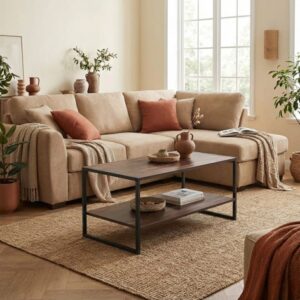 Τραπεζάκι σαλονιού Giza Megapap χρώμα rustic καρυδί 90,2x50,3x50,4εκ.