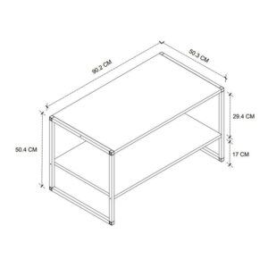 Τραπεζάκι σαλονιού Giza Megapap χρώμα rustic καρυδί 90,2x50,3x50,4εκ.