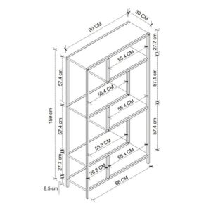 Βιβλιοθήκη Larissa Megapap χρώμα μαύρο - pine oak 90x30x159εκ.