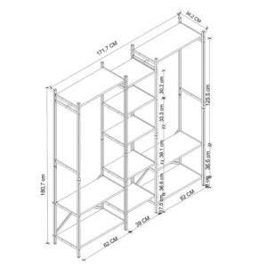 Ντουλάπα ρούχων ανοιχτή - Έπιπλο εισόδου Openix Megapap χρώμα pine oak 171,7x34,2x180,7εκ.