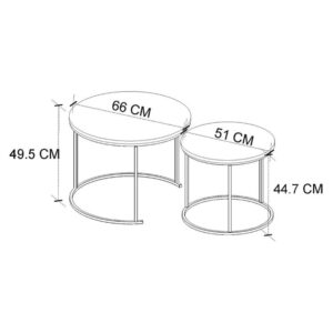 Τραπεζάκι σαλονιού σετ 2 τμχ Hilal Megapap χρώμα sapphire oak Ø66x49,5εκ.