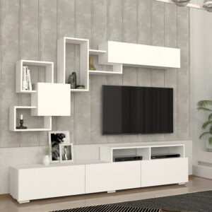 Σύνθεση τηλεόρασης Stamatia Megapap χρώμα λευκό 210x36,8x46,8εκ.