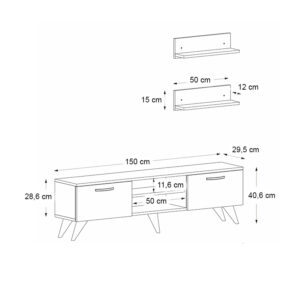 Έπιπλο τηλεόρασης Colin Megapap χρώμα καρυδί - μαύρο εφέ μαρμάρου 150x29,5x40,6εκ.
