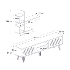 Σύνθεση τηλεόρασης Salerno Megapap χρώμα λευκό 180x35x51εκ.