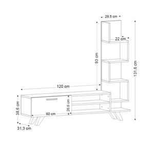 Έπιπλο τηλεόρασης Ceren Megapap χρώμα λευκό - cordoba 149,5x31x131,6εκ.