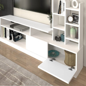 Σύνθεση τηλεόρασης Pesaro Megapap χρώμα λευκό 165x25x91,3εκ.