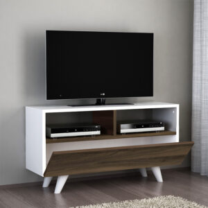Έπιπλο τηλεόρασης Novela Megapap χρώμα λευκό - καρυδί 90x29,5x50εκ.