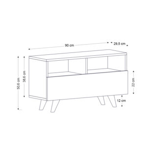 Έπιπλο τηλεόρασης Novela Megapap χρώμα λευκό - καρυδί 90x29,5x50εκ.