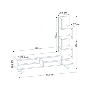 Έπιπλο τηλεόρασης Granada Megapap χρώμα λευκό - cordoba 149,5x29,5x120εκ.